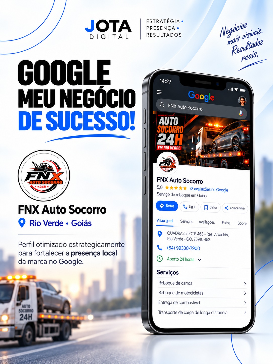 Projeto de presença no Google para a FNX Auto Socorro