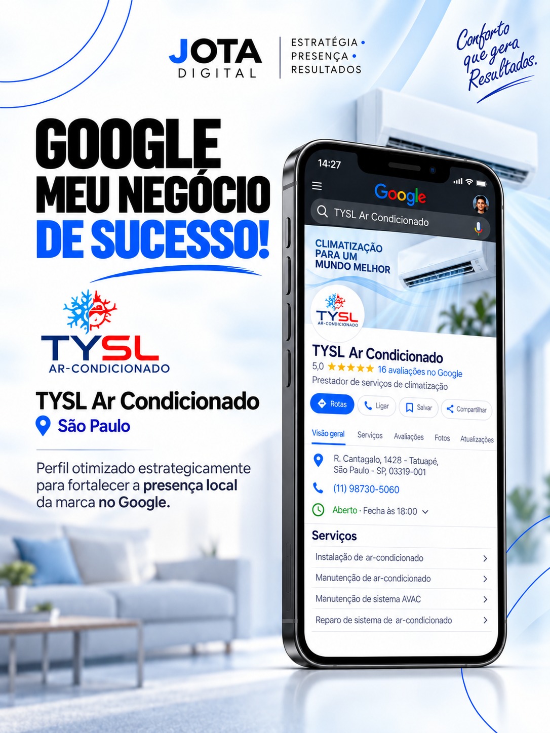 Projeto de presença no Google para a TYSL Ar Condicionado